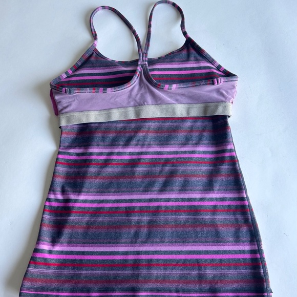 Lululemon Purple Pink Grey Striped Top size S - Picture 10 of 12